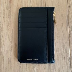 NWT & box Mansur Gavriel Zip Card Holder Black/Flamma